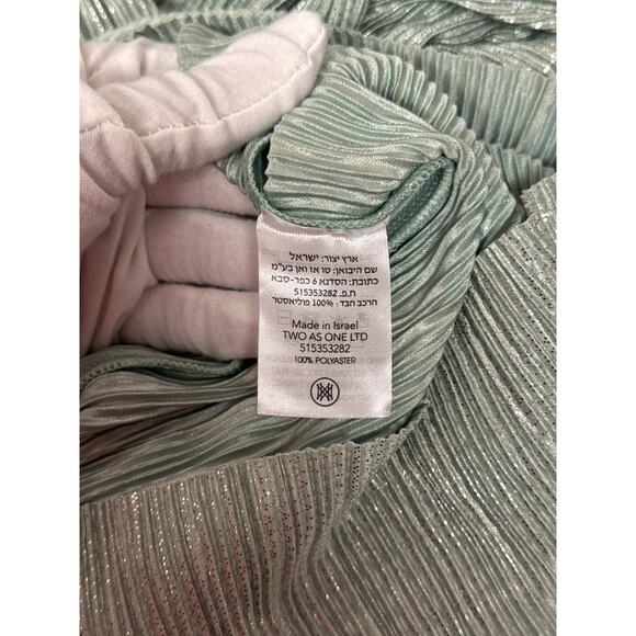 Sabina Musayev Pants Small Womens Mint Green Metallic Plisse Pleat Wide Leg - Picture 8 of 8